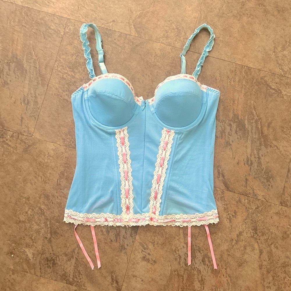 Victoria’s Secret Blue Bustier with Pink Bows